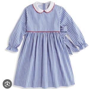 Bella Bliss Blue Long Sleeve Peter Pan Gingham Dress